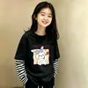 Camiseta de manga larga para niña, algodón puro, estilo primavera y otoño, versión coreana, holgada, sencilla, casual, cuello redondo, camiseta básica para niños, imitación de dos piezas
