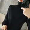 Liquidación Yuanbao Cuello de tortuga de punto Cuello alto Suéter de cuello alto Suéter de lana de color liso para mujer Suéter con abertura lateral Camiseta básica de lana pura