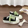 Zapatos de lona blancos de estilo coreano con diseño de grulla de almohada, de caña baja y punta redonda para mujer, nueva colección de verano 2026, sin cordones, versátiles, casuales y ligeros