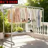 Tendedero de tubería de acero, tendedero independiente para exteriores, dormitorio, balcón, simple de doble barra, tendedero móvil para ropa de cama