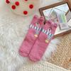 Meias de Veludo Coral Novas de Outono e Inverno para Mulheres, Cachecol de Desenho Animado, Meias de Chão de Urso, Meias de Dormir para Casa, Meias Grossas Quentes Femininas