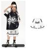 Roupas da moda para crianças de hip-hop, ternos de manga curta em blocos de cores preto e branco para meninos, roupas de apresentação de hip-hop para crianças e meninas