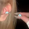 Super Hada Alas de Ángel Clip para Oreja Temperamento Femenino Pequeño y Exquisito Clip para Cartílago de Oreja de Cristal Azul Dulce y Fresco Colgante de Oreja Versátil