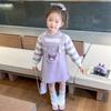 Vestido de punto de estilo dulce para bebés y niñas, otoño e invierno, nuevo estilo occidental, suéter con dibujos animados