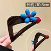 Pinza Triangular Marrón para Mujer con Flores Azules y Perlas Rojas, Pinza de Tiburón, Nuevo Modelo 2026, Pasador Único y de Alta Gama, Hermoso Accesorio para el Cabello