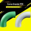 Acessórios para tubos de água PPR 90 graus cotovelo grande 4 pontos 6 pontos 20 25 32 40 50 63 arco grande curva a jusante cotovelo