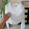 Top de Malha Vazado de Manga Longa Estilo Francês para Mulheres, Estilo Preguiçoso, Cardigan Curto Fino Protetor Solar, Coleção Primavera/Verão 2026