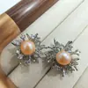 Moda de Año Nuevo 2026 Estilo de Alta Gama Fuegos Artificiales Floreciendo Pendientes de Perla Natural para Mujer, Simples, Ligeros, Lujosos y Elegantes