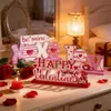 Enfeites de Dia dos Namorados Transfronteiriços, Decoração de Mesa com Coração Amor Letra Inglesa, Decoração de Atmosfera do Dia dos Namorados Chinês Enfeites de Madeira