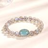 Novo produto pulseira de contas de cristal aquamarina com superfície de ovo para mulheres alta moda pulseira original lua cinzenta joias atacado