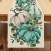 Camino de mesa de Acción de Gracias de otoño con estampado de calabaza y hoja de arce, Decoración navideña para mesa de comedor, mesa de centro y cubierta de mueble de entrada