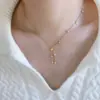 2025 Nuevo Collar con Borla de Estrella de Cuatro Puntas Moda Lujo Ligero Nicho Simple Sensación de Alta Gama con Cadena para Clavícula de Vestido