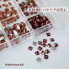 Ankora Rojo Zircón Manicura Diamante Brillante Caramelo Naranja Rojo Punta Inferior Forma Especial Ámbar Rojo Planos Fondo Biselado Joyería para Uñas