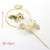 Anillo de oro decoración de pastel de horneado anillo de hierro flor de Fénix vintage torre de cristal anillo de flor de tul tarjeta insertable