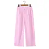 Atacado Verão 2026 Novo Conjunto Feminino Rosa Listrado de Camisa e Calça Estilo Europeu e Americano 26802