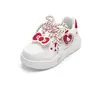 Sapatos Infantis Balabala, Tênis Casuais Infantis para Meninas, Tênis Brancos Fofos com Coração 3D para Primavera e Outono, Tênis de Lona Modernos e Adoráveis