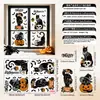 Adesivos de Janela de Halloween Gato Preto Morcego Adesivos Decoração de Sala de Estar Morcego Autoadesivo PVC Festival Halloween Adesivos de Vidro Eletrostático