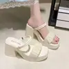 Pantuflas de tacón alto para mujeres petite para usar con faldas, ropa casual de playa de verano 2026, sandalias tipo slip-on populares de dos usos