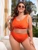 Nuevo Traje de Baño de Dos Piezas 2025 para Mujer Talla Grande Europeo y Americano Color Sólido Ajustado que Cubre la Piel Secado Rápido Bikini Traje de Baño Fabricante Venta al por Mayor