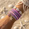Set de pulseras bohemias para vacaciones, colgante de estrella de mar y concha de verano, joyería hecha a mano con cuentas multicapa