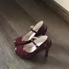 Sapatos de Salto Alto Mary Jane Retrô para Mulheres 2025 Novo Estilo com Fivela de Uma Tira, Plataforma Impermeável e Salto Grosso