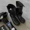 Versión de piel~Botas de pierna ancha ajustadas, modernas y únicas, para mujer, geniales y elegantes, de piel auténtica, de tacón alto, de media pantorrilla, con punta dividida