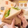 Bolsa Desechable para Desayuno Papel para Envolver Sándwiches Bolsa de Papel a Prueba de Aceite Bolsa Triangular Casera Papel para Envolver Hamburguesas Resistente a la Grasa