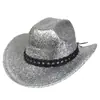 Chapéu de Cowboy com Glitter Transfronteiriço Chapéu de Cowboy com Glitter Rosa Boate Dança Carnaval Festa na Praia Topete com Glitter Dourado