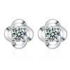 Pendientes de trébol de cuatro hojas, estilo coreano, sencillos, con diamantes, estilo trébol de cuatro hojas, dulces, superllamativas, joyería para las orejas, para niñas, a la moda, combinables.