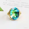 Anillo de Vidrio Colorido Retro Europeo y Americano Ai Yu Banda de Anillo Ajustable Transfronterizo Transmisión en Vivo Venta Caliente Venta al por Mayor S5021511