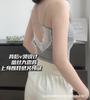 Nuevo Estilo de Chica Hot Ropa Interior Hueca en la Espalda Camisola de Encaje para Mujer Top Tubo Interno con Copa Fija Top de Tirantes sin Espalda