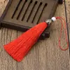 Seda Gelada 18cm Marcador de Página com Tampa de Metal Borla Cabide de Carro Vertical Anti-Rugas Borla Pendurada Fita Artificial Contas Borla Longa