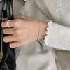 Pulsera Redonda de Perlas de Plata de Ley S925 Coreana de Moda para Mujer, Joyería de Plata Estilo Coreano, Pulsera Sencilla de Perlas, Estilo Ins, Versátil, Dropshipping