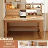 Escritorio de estudio de madera maciza con estantería, escritorio integrado para uso doméstico, escritorio de computadora para dormitorio, banco de trabajo simple para estudiantes