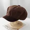 Versão coreana outono e inverno 2026 novo chapéu octogonal para mulheres, boina popular de artista, boné bico de pato moderno versátil e que afina o rosto