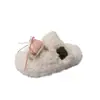Pantuflas de Felpa Cálidas para Otoño e Invierno para Mujer, Pantuflas de Felpa con Corazones a Cuadros, Suela Gruesa Antideslizante, Versátiles para Usar al Aire Libre, Pantuflas de Punta Abierta