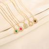 [Ice Meng] colgante de piedra natural retro geométrico ovalado collar de acero inoxidable joyería transfronteriza de Europa y Estados Unidos N123