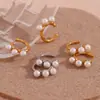 Moda Europea y Americana Nicho Retro Populares Pendientes de Acero Inoxidable Chapados en Oro de 18K Clips para Orejas Ligeros de Lujo Simples Joyería para Mujeres