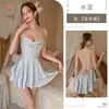 Kamai Xue Pijama Sexy Estilo Puro Deseo Seda de Hielo Espalda Descubierta con Tirantes Vestido Camisola Bata de Espalda Descubierta Set de Ropa para el Hogar 2220