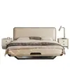 Cama matrimonial minimalista italiana, marco de cama ultradelgado, cama tapizada, marco de acero empotrado, cama flotante, ahorradora de espacio para dormitorios pequeños, cama individual