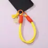 Alça de mão para celular artesanal em cores de doce com fivela dupla, chaveiro de estrela e pingente de conta, acessório DIY anti-perda para pulso