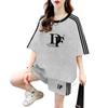 Conjunto de Cordón de Seda de Leche Holgado Estilo Coreano Moderno Cuello Redondo Manga Corta Shorts Traje Deportivo Casual de Dos Piezas para Mujer