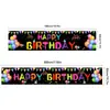 Faixa de Aniversário Nova Transfronteiriça Preto Dourado Decoração Externa Pano para Pendurar Festa de Aniversário Decoração de Fotos Tecido de Fundo Banner