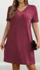Europeu e Americano Transfronteiriço Amazon Verão 2026 Novo Vestido de Gola V Manga Curta Plus Size Moda Feminina Elegante e Estiloso Comércio Exterior
