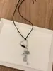 Moda Coreana Colar com Pingente de Coração de Bolinhas Pretas Personalizado Estilo de Férias Corrente Longa para Suéter Colar Simples Versátil