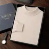 Suéter masculino de cashmere com gola alta parcial, cor sólida, pulôver de manga longa, nova malha casual solta para outono e inverno