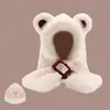 2026 Nuevo Modelo Sombrero de Peluche de Oso a Prueba de Frío y Cálido, Bufanda y Guantes Todo en Uno para Mujer, Sombrero Grueso de Invierno para Ciclismo con Protección para las Orejas