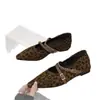 Sapatos Femininos Estilo Coreano Novos Primavera/Verão 2026 com Aumento Interno de Altura, Bico Fino, Boca Rasa, Estampa de Leopardo, Sapatos de Festa, Sapatos Mary Jane