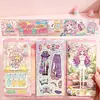 Livro de adesivos de vestido de princesa dobrável em formato de telefone Mini-jogo de vestir para meninas Cenas Adesivos de cenário Cena