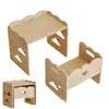Juego de Mesa y Silla de Estudio de Madera Transfronterizo para Niños para Uso en el Hogar, Mesa de Juguetes y Actividades para Niños, Taburete de Madera Maciza para Pies de Bebé